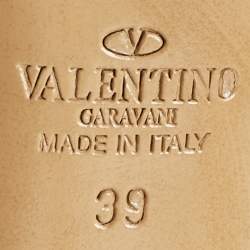 Pre Owned Valentino Beige Leather Love Latch Ankle Strap Pumps Size 39