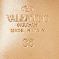 Pre Owned Valentino Gold Leather Rockstud Slide Sandals Size 38