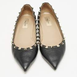 Valentino Black Leather Rockstud Ballet Flats Size 40