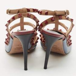 Valentino Light Blue Leather Rockstud Cage Pumps Size 40.5