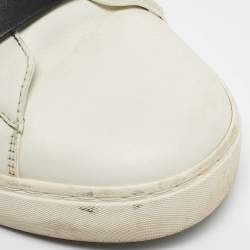 Valentino White/Black Leather Buckle Strap Rockstud Low Top Sneakers Size 39
