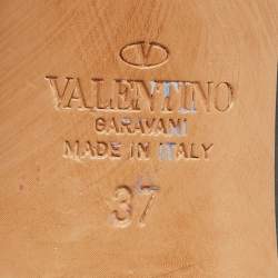 Pre Owned Valentino Black Leather VLogo Slingback Pumps Size 37