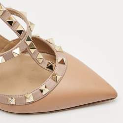 Valentino Beige Leather Rockstud Cage Pumps Size 36.5