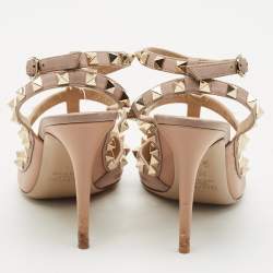 Valentino Beige Leather Rockstud Cage Pumps Size 36.5