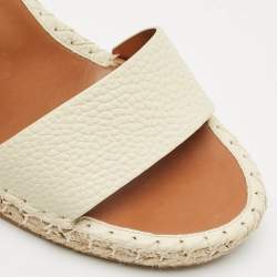 Valentino Cream Leather Rockstud Wedge Espadrille Ankle Strap Sandals Size 39