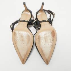 Valentino Black Leather Rockstud Slingback Pumps Size 37