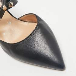 Valentino Black Leather Rockstud Slingback Pumps Size 37