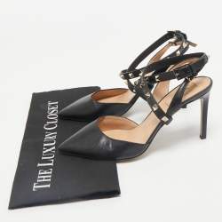 Valentino Black Leather Rockstud Slingback Pumps Size 37