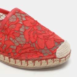 Valentino Red Lace Espadrille Flats Size 36
