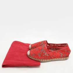 Valentino Red Lace Espadrille Flats Size 36