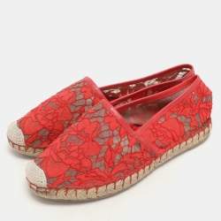 Valentino Red Lace Espadrille Flats Size 36