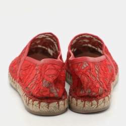 Valentino Red Lace Espadrille Flats Size 36