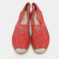 Valentino Red Lace Espadrille Flats Size 36