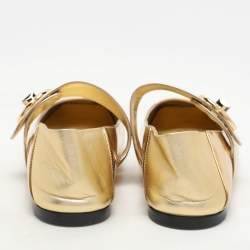 Valentino Gold Patent Leather VLogo Locker Mary Jane Ballet Flats Size 36.5