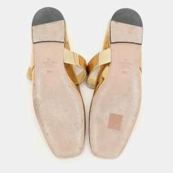 Valentino Gold Patent Leather VLogo Locker Mary Jane Ballet Flats Size 36.5