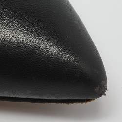 Valentino Black Leather Rockstud Pointed Toe Block Heel Ankle Boots Size 36