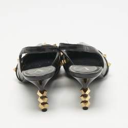 Pre Owned Valentino Black Leather Pointed Toe Rockstud Slingback Pumps Size 37