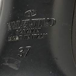 Pre Owned Valentino Black Leather Pointed Toe Rockstud Slingback Pumps Size 37