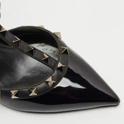 Valentino Black Patent Leather Rockstud Ankle Strap Pumps Size 37