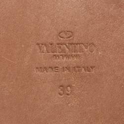 Valentino Dusty Pink Mink Fur Rockstud Flat Slide Sandals Size 39