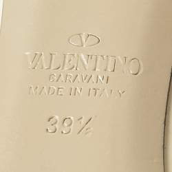 Valentino Cream/Beige Patent Leather Rockstud Pointed Toe Pumps Size 39.5