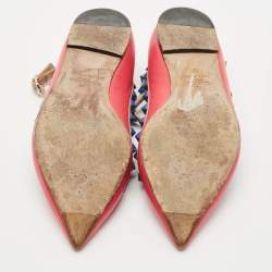 Valentino Pink/Beige Leather Rockstud Ankle Strap Ballet Flats Size 37