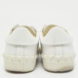 Valentino White/Bronze Leather Open For A Change Rockstud Sneakers Size 39