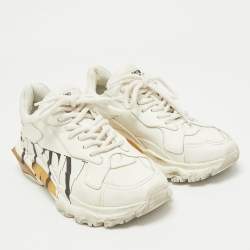 Valentino White Leather VLTN Bounce Sneakers Size 36