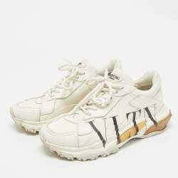 Valentino White Leather VLTN Bounce Sneakers Size 36