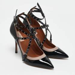 Valentino Black/Dusty Pink Patent and Leather Love Latch Pumps Size 38