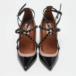 Valentino Black/Dusty Pink Patent and Leather Love Latch Pumps Size 38