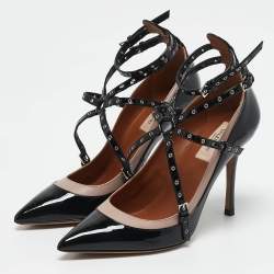 Valentino Black/Dusty Pink Patent and Leather Love Latch Pumps Size 38