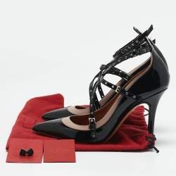 Valentino Black/Dusty Pink Patent and Leather Love Latch Pumps Size 38