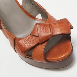 Valentino Brown Leather Bow Wedge Sandals Size 39