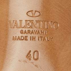 Valentino Metallic Leather Rockstud Caged Ankle Strap Pumps Size 40