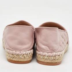 Valentino Light Pink Quilted Leather Rockstud Slip On Espadrille Flats Size 36