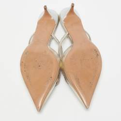 Valentino Gold Leather Crystal Embellished VLogo Mules Size 38.5