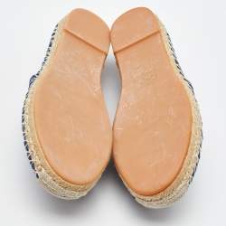 Valentino Blue Quilted Denim Rockstud Slip On Espadrille Flats Size 35