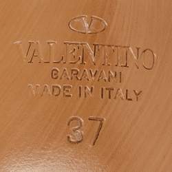 Pre Owned Valentino White Leather VLogo Heel Ankle Strap Sandals Size 37