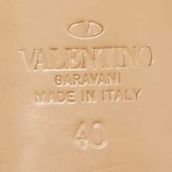 Valentino Black Leather Escape V logo Slingback Pumps Size 40
