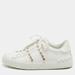 Valentino White Leather Rockstud Untitled Sneakers Size 39