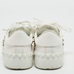 Valentino White Leather Rockstud Untitled Sneakers Size 39