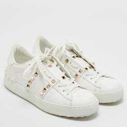 Valentino White Leather Rockstud Untitled Sneakers Size 39