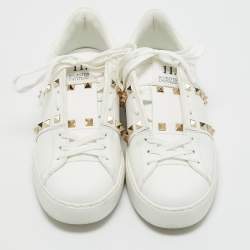 Valentino White Leather Rockstud Untitled Sneakers Size 39