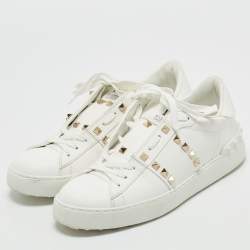 Valentino White Leather Rockstud Untitled Sneakers Size 39