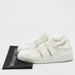 Valentino White Leather Rockstud Untitled Sneakers Size 39