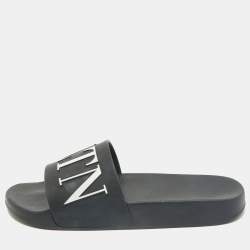 Valentino Black Rubber VLTN Pool Slide Flat Size 40