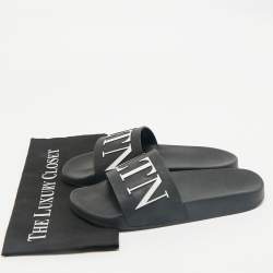 Valentino Black Rubber VLTN Pool Slide Flat Size 40