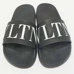 Valentino Black Rubber VLTN Pool Slide Flat Size 40