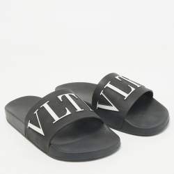Valentino Black Rubber VLTN Pool Slide Flat Size 40